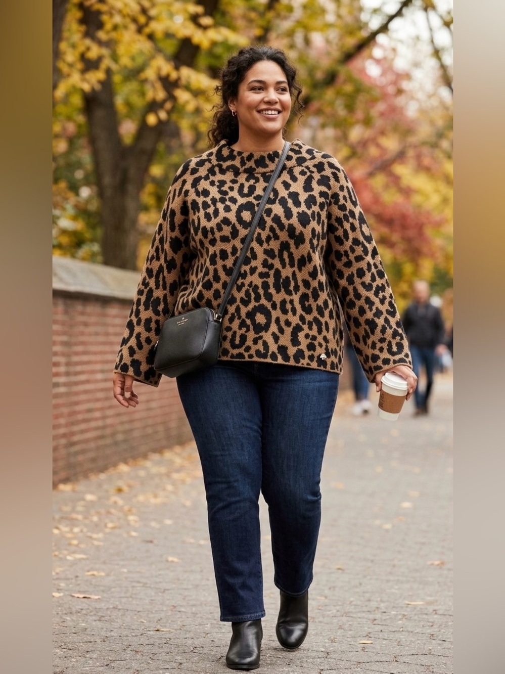 Kate Spade ALPACA Leopard‎ Print Mock Neck Pullover Sweater - Plus Size XXL